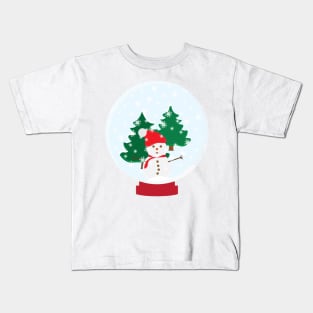 Snow Globe With Snow Man and Trees Kids T-Shirt